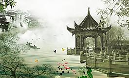 水墨春水圖圖片