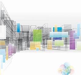 3d動感方形科技背景圖片
