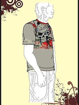 男裝 t shirt 印花設(shè)計(jì) 骷髏頭巾圖片