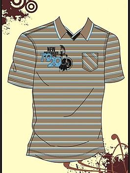 男裝 t shirt 印花設(shè)計(jì) 條紋加數(shù)字貼布繡圖片