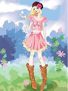 少女 淑女 粉色短裙圖片