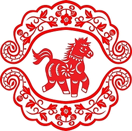 剪紙紅燈籠與古典邊框圖案矢量素材下載