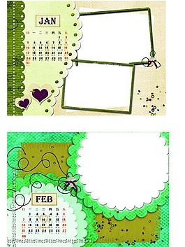 2010年1月2月相冊(cè)日歷模板圖片