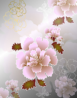 粉色牡丹花移門圖片
