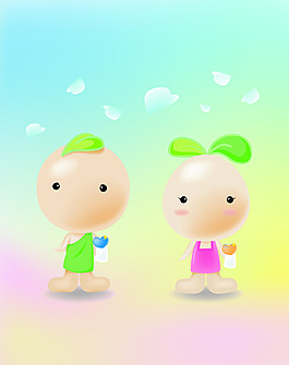 卡通男孩女孩花瓣瓶子移門圖片