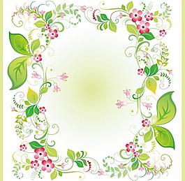春天綠色線條花紋花邊花朵邊框圖片