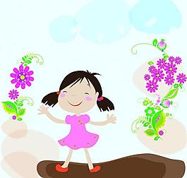 儿童与花纹图片
