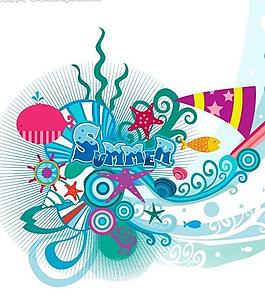 時(shí)尚花紋 矢量素材圖片