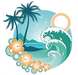 夏季 花紋 浪花圖片