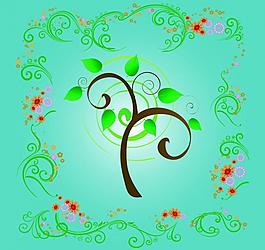 树木与花纹 树木 花图片