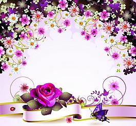 時(shí)尚花卉花紋蝴蝶背景圖片