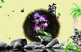 新一代中國風PSD展板掛畫素材 蘭花