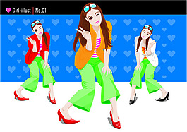 卡通人物三女孩