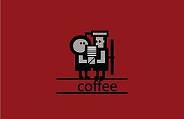 coffee红色背景logo设计图片