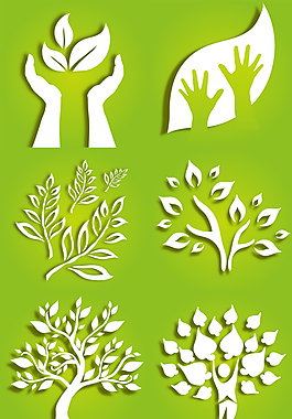 綠色植物標(biāo)簽樹(shù)木矢量