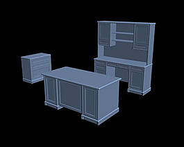 3D歐式辦公家具套裝模型