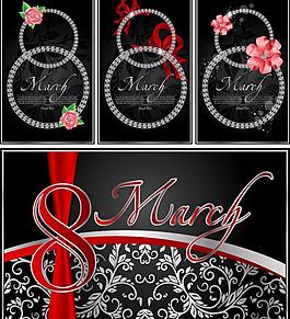 三八婦女節 鮮花寶石花紋圖片