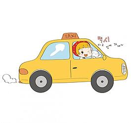 女孩和兔子乘坐出租車圖片