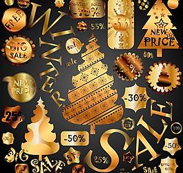 金色圣誕標簽貼紙矢量圖片