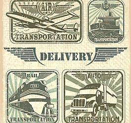 懷舊交通工具標簽貼紙圖片