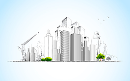 手繪城市建筑矢量素材