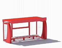 紅色候車亭3D模型