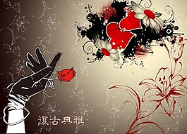 复古典雅婚纱背景模板