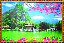 陽春三月桃花盛開裝飾畫