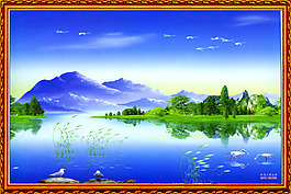 錦銹山河山水風景畫
