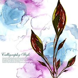 暈染手繪花草