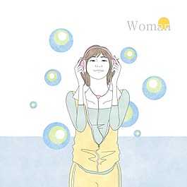 手繪休閑音樂散步素材