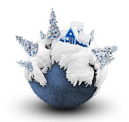 圣誕雪球上的圣誕樹 童話小屋 童話世界圖片