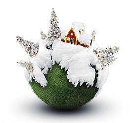 圣誕雪球上的圣誕樹 童話世界 童話小屋圖片