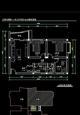 cad三室两厅平面图图片