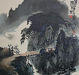 山水畫瓷磚圖片