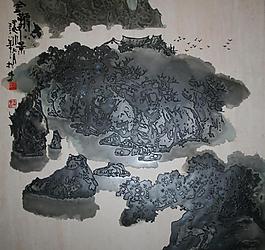 山水畫瓷磚圖片