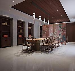 中式餐厅效果图图片