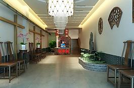 中式酒店大廳效果圖圖片