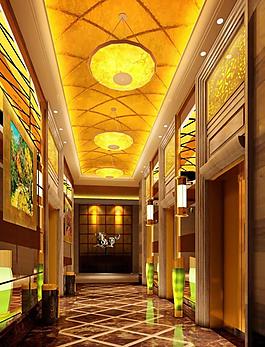 酒店電梯廳設(shè)計效果圖片