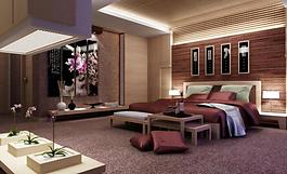 現(xiàn)代臥室夜景效果圖片
