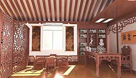 中式書(shū)房效果圖圖片