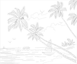 矢量沙滩风景