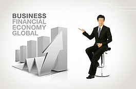 柱狀圖箭頭與職場(chǎng)人物PSD分層素材