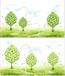 清新春季植树矢量素材