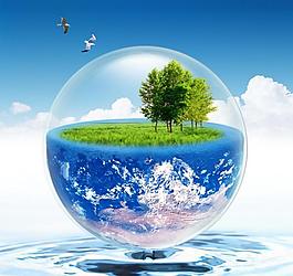 水上的地球圖片