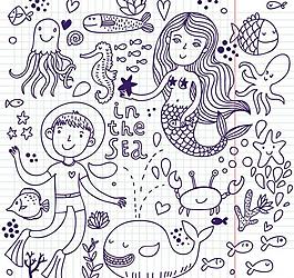 卡通背景 美人魚圖片
