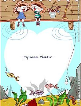 小孩钓鱼图片