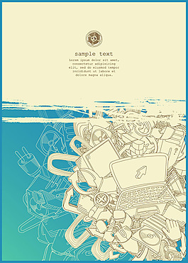 密集线条潮流插画矢量素材-3