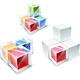 多彩3D立方體矢量素材