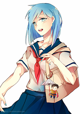 藍(lán)色短發(fā)女孩